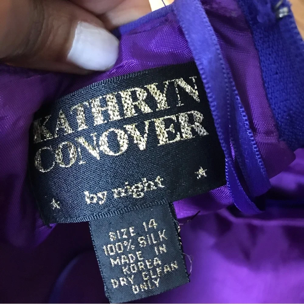 Vintage Kathryn Conover Purple Silk Strapless Dress - Picture 4 of 9